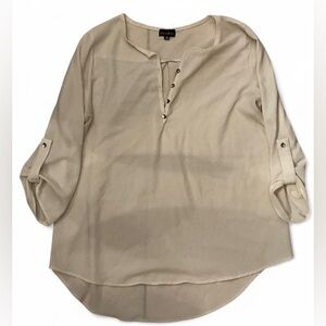 Zenobia Cream 3/4 Sleeve Blouse Silver Button Detail Women’s Plus Size 1X